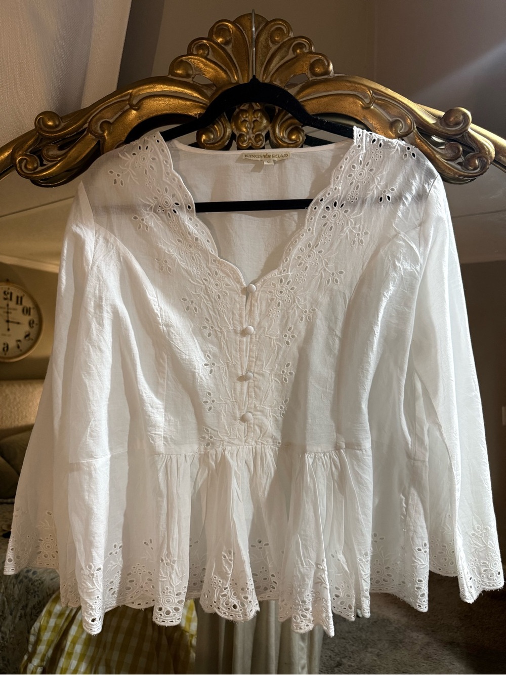 White Eyelet Peplum Blouse